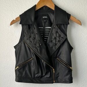 XOXO Black Studded Faux Leather Vest